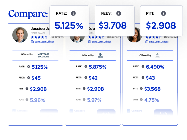 Compare loan officer rate cards side by side