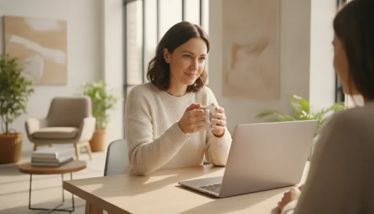 Borrower speaking with a mortgage professional in an online consultation