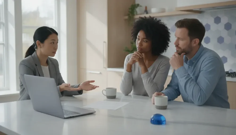 Borrowers comparing 30 year fixed mortgage options with a loan officer