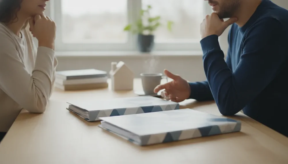Borrowers comparing mortgage offers privately at home