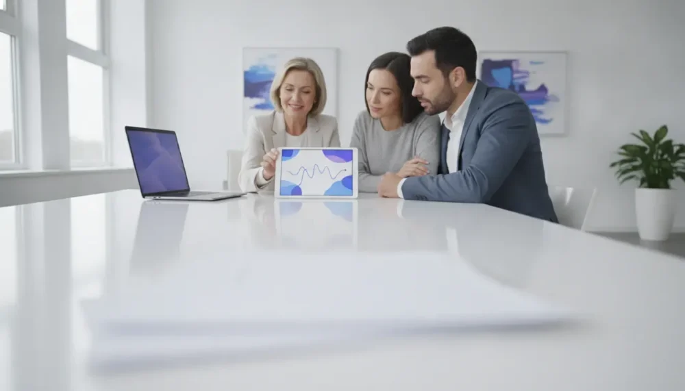 Borrowers reviewing mortgage points and rate options with a loan officer